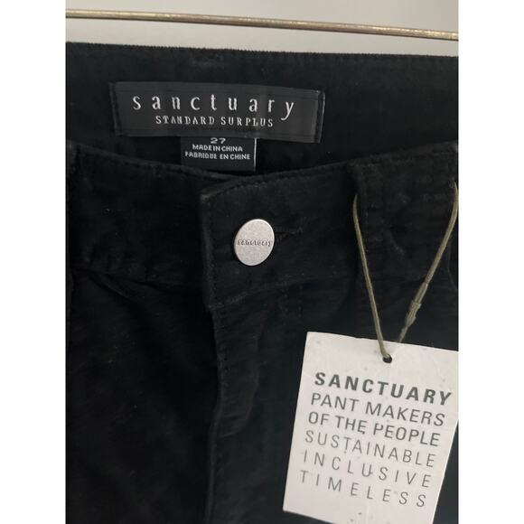 NWT Anthropologie Sanctuary Black Velveteen Boot Cut Pants Sz 27 - Picture 4 of 7